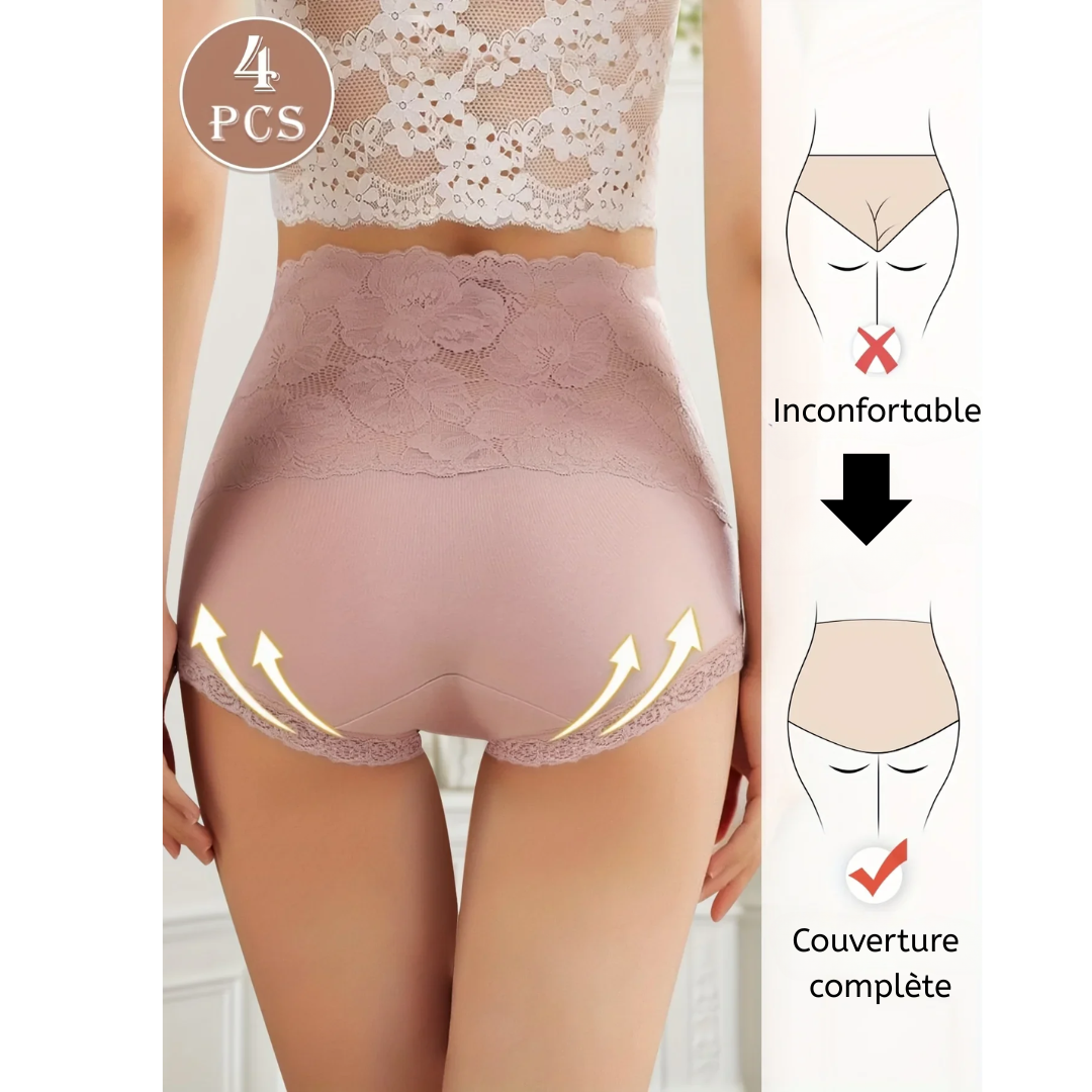 CHANTAL | Lot de 4 culottes haute taille gainantes