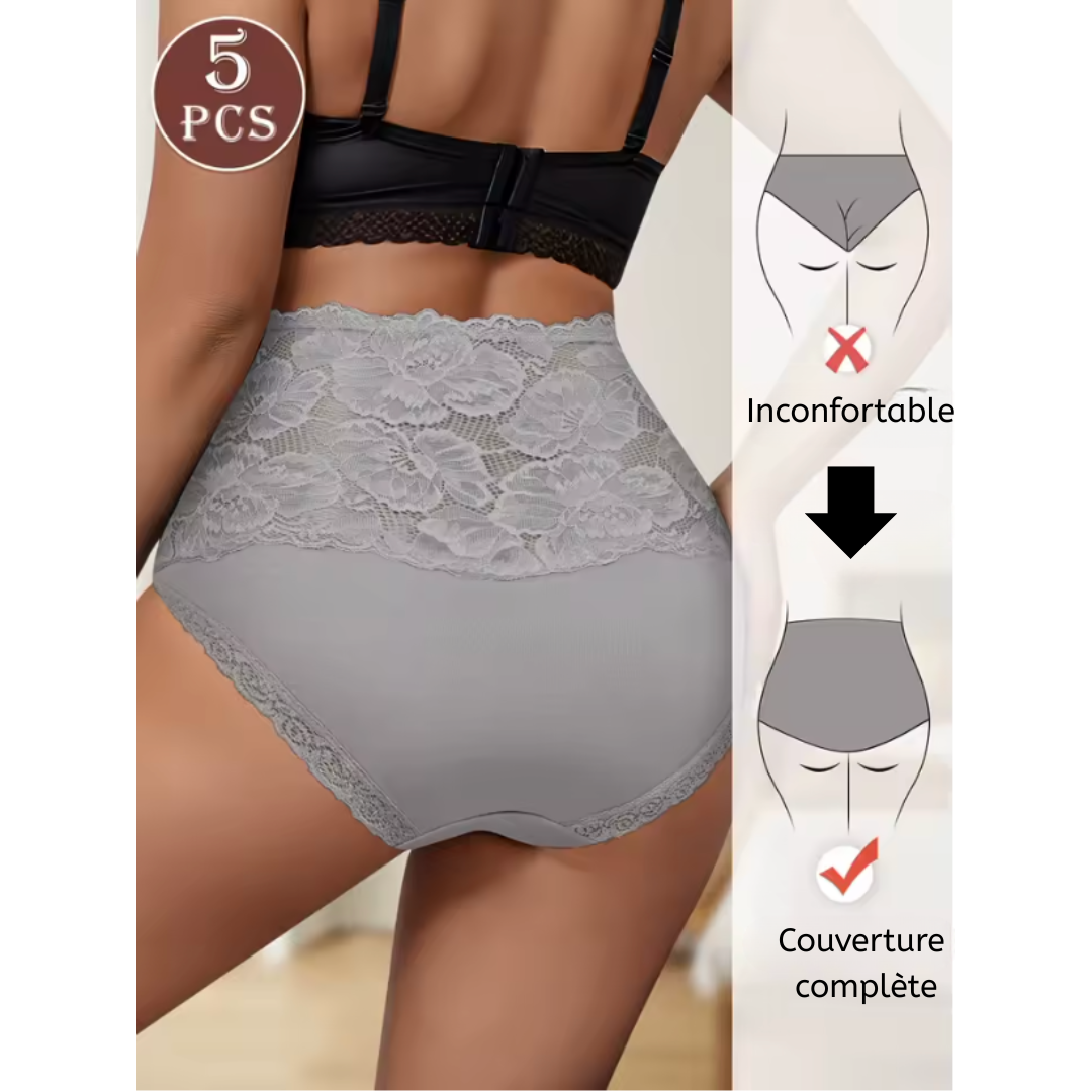 ALINE | Lot de 5 culottes haute taille gainantes