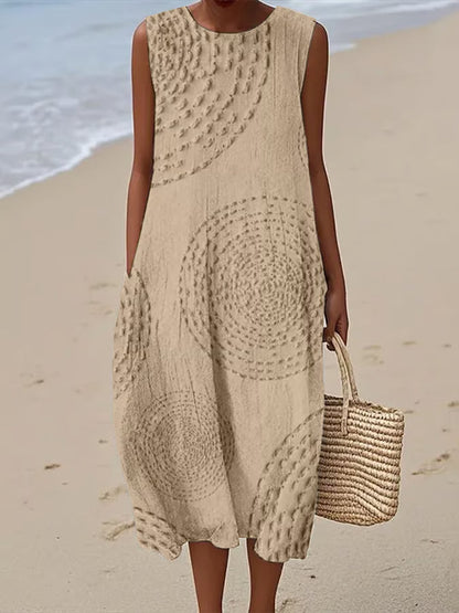 Maelle | Robe Longue Sans Manches à Motif Texturé