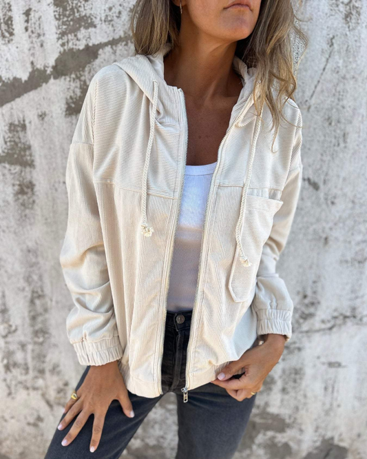 LOUISE | Veste Velours à Capuche Décontractée
