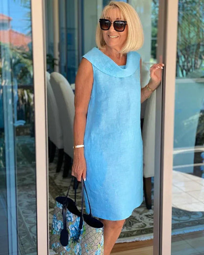 ALINE | Robe fourreau sans manches à col rond