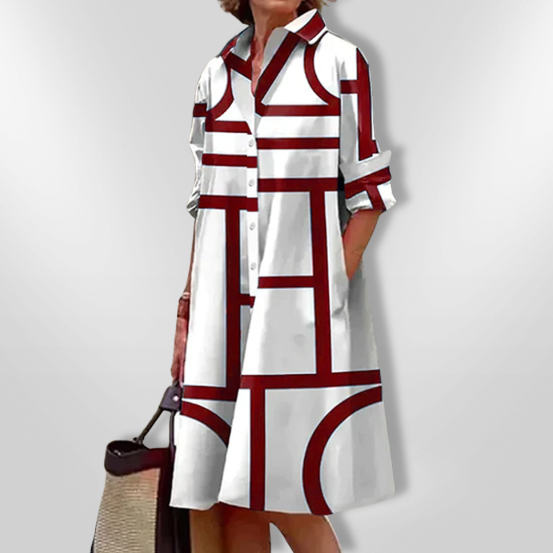 Helen™ | Robe Midi à Motif Géométrique