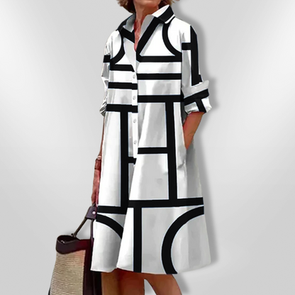 Helen™ | Robe Midi à Motif Géométrique