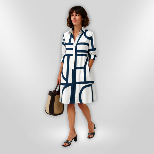 Helen™ | Robe Midi à Motif Géométrique