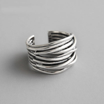 Bague Ajustable en Argent à Couches