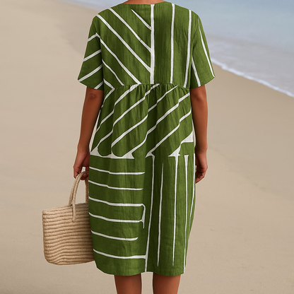 Yana | Robe verte à motif géométrique