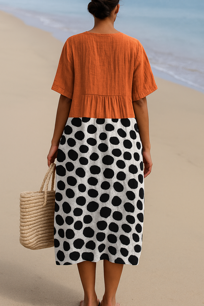 Maëlle | Robe orange à pois contrastés