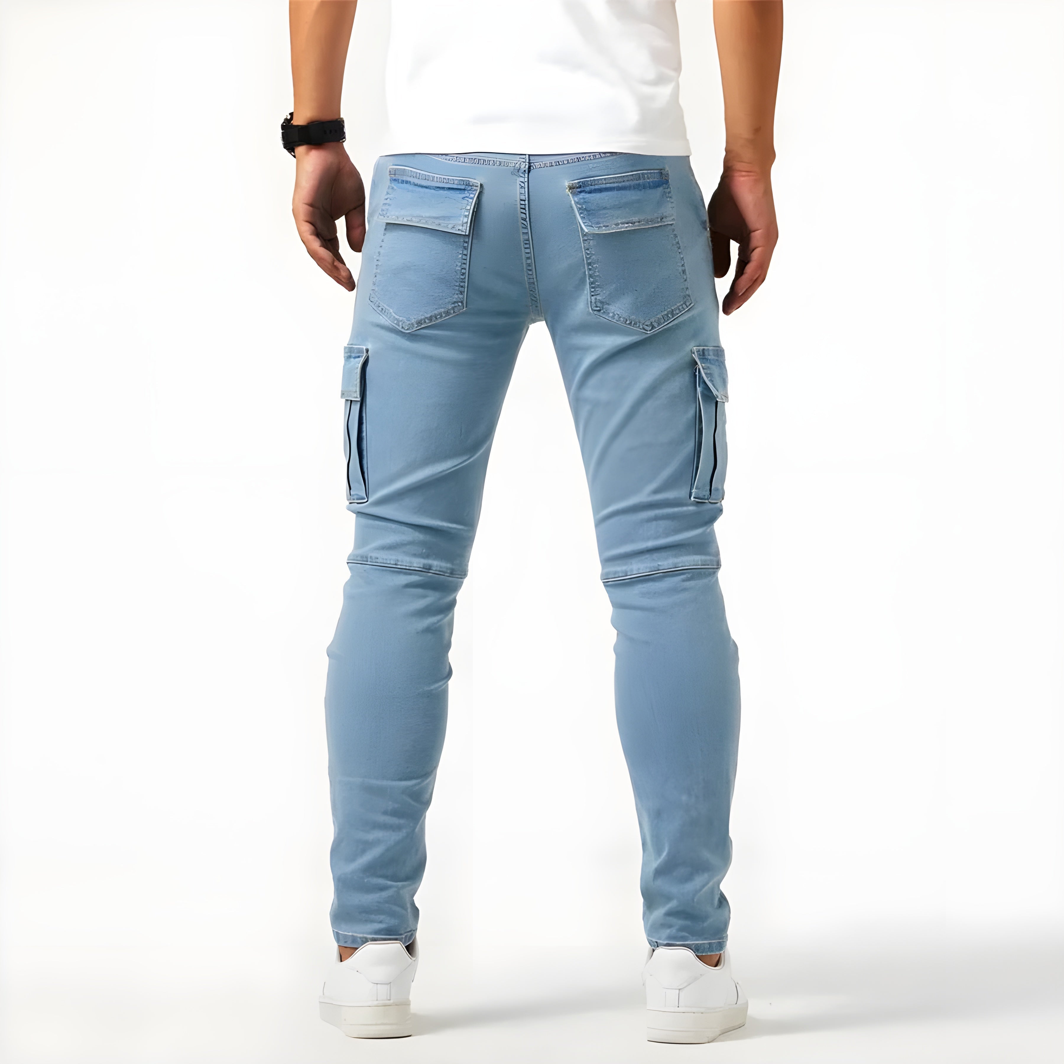 Adam | Pantalons cargo en denim élastique