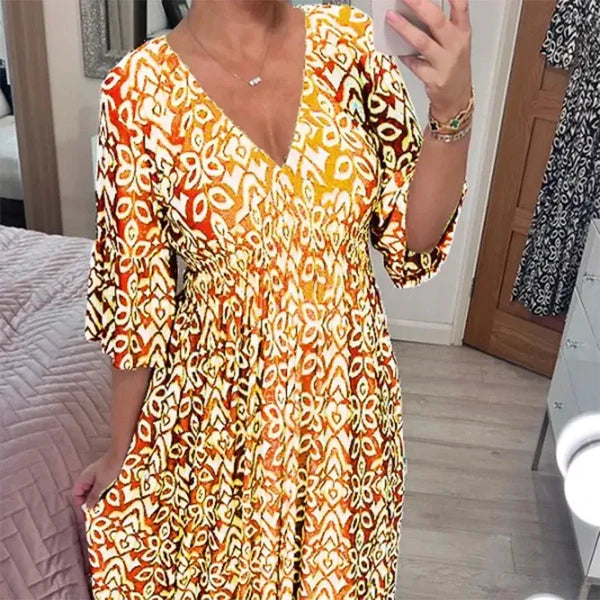 CARLA | Robe fleurie à col en V