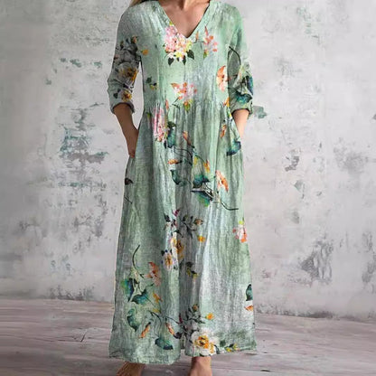 Ais™ | Robe d'été en lin et coton à motif floral