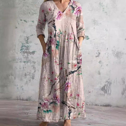 Ais™ | Robe d'été en lin et coton à motif floral