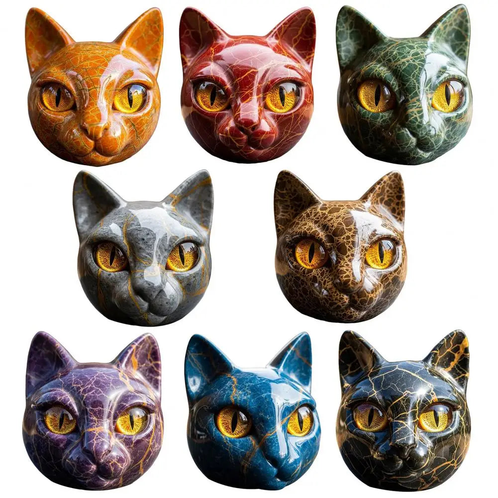 Room Embellishment Finish Home Decor Elegant Black Cat Stone Sculpture with Amber Eyes Hand-carved Luxury Home for Cat for Room