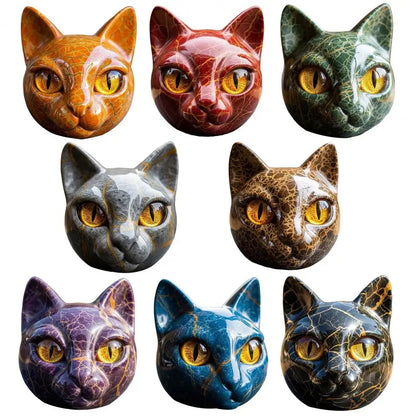 Room Embellishment Finish Home Decor Elegant Black Cat Stone Sculpture with Amber Eyes Hand-carved Luxury Home for Cat for Room