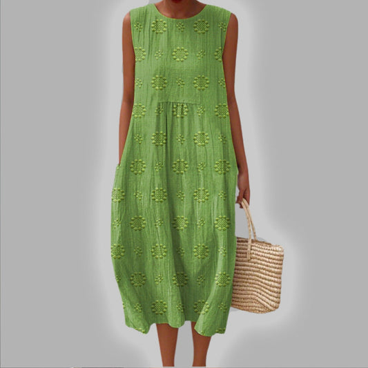Roos™ | Élégante robe sans manches en coton avec poches