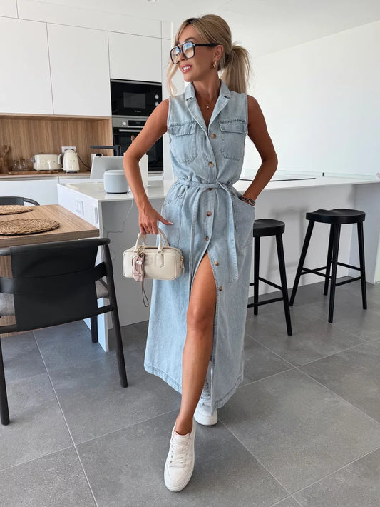 CLAIRE | Robe maxi en jean