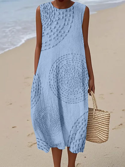 Maelle | Robe Longue Sans Manches à Motif Texturé