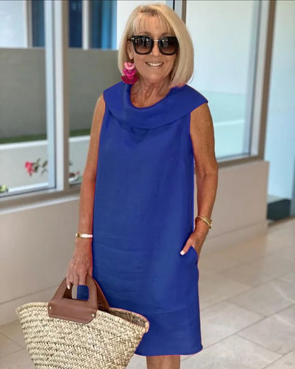 ALINE | Robe fourreau sans manches à col rond