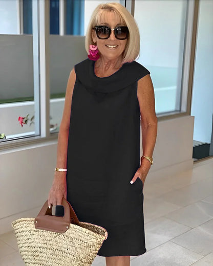 ALINE | Robe fourreau sans manches à col rond