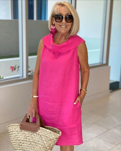 ALINE | Robe fourreau sans manches à col rond