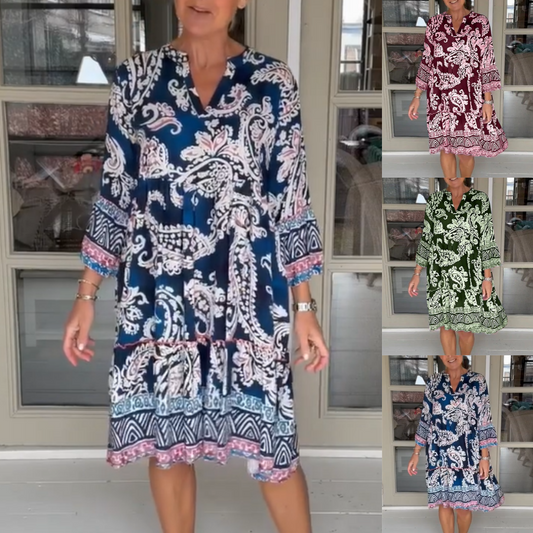 AURELIE | Robe pour femmes à col en V et motif floral