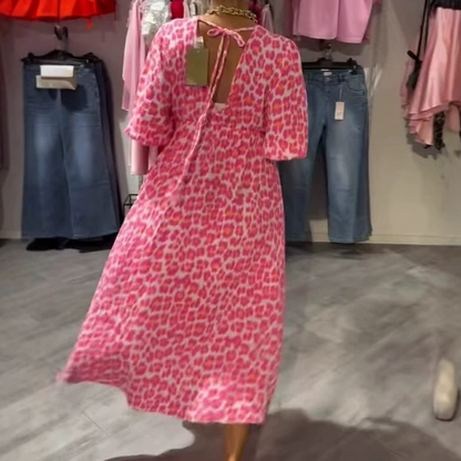 LYNDA | Robe imprimée à col en V pour femmes